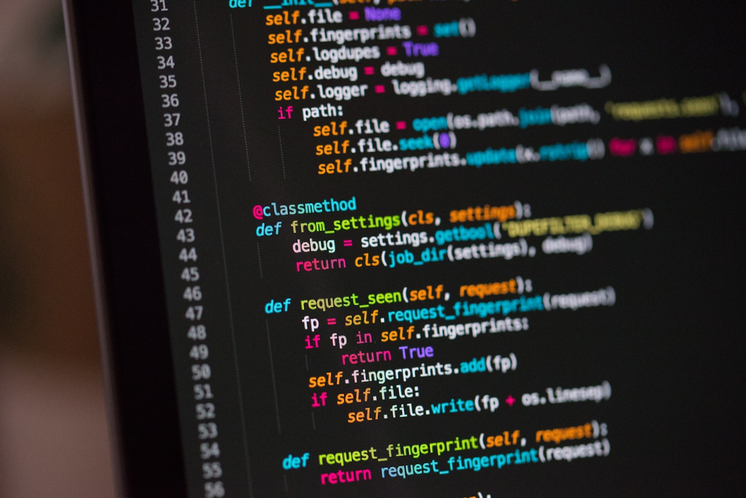 Python code on computer screen
